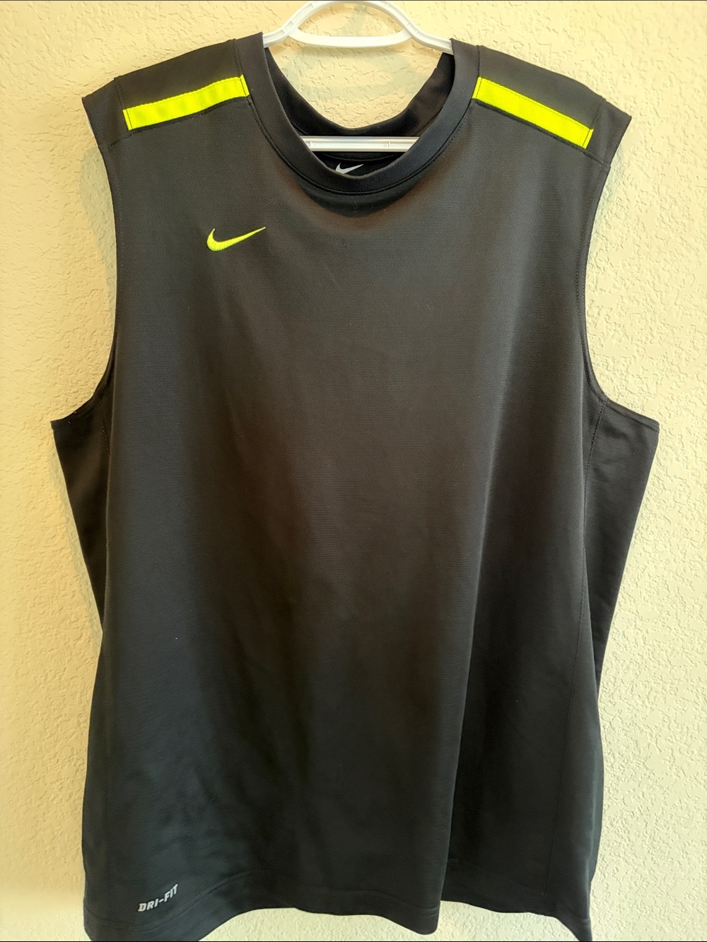 Nike Black Sleeveless Performance Tank with Neon Yellow Accents